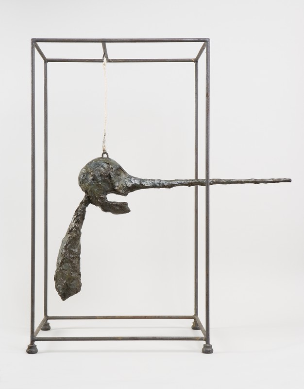 Giacometti – Espace, tête, figure : Le Nez, 1947 (version de 1949) Bronze, métal peint et corde de coton 80,9 x 70,5 x 40,6 cm Fonte 1965 Collection Fondation Giacometti